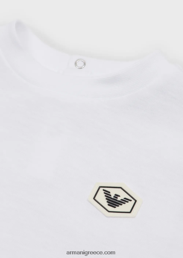 αγόρι Armani T-shirt supima με βασικό έμπλαστρο λογότυπου 4046R62681 άσπρο