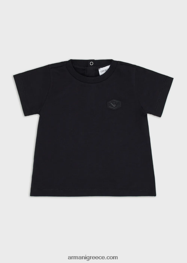 αγόρι Armani T-shirt supima με βασικό έμπλαστρο λογότυπου 4046R62682 ναυτικό μπλε