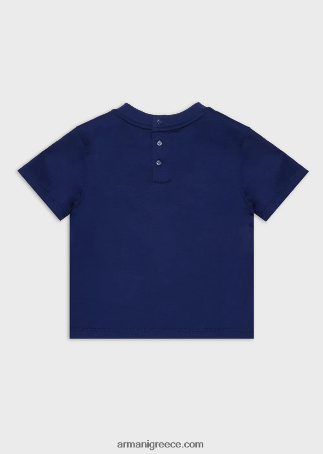 αγόρι Armani T-shirt από ζέρσεϊ tencel blend με κέντημα λογότυπου 4046R62729 μπλε
