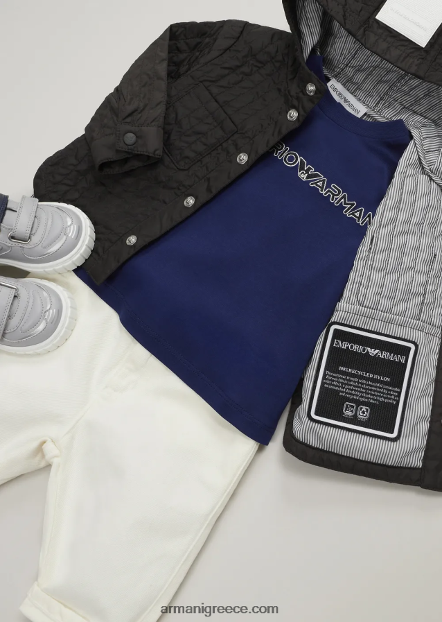 αγόρι Armani T-shirt από ζέρσεϊ tencel blend με κέντημα λογότυπου 4046R62729 μπλε