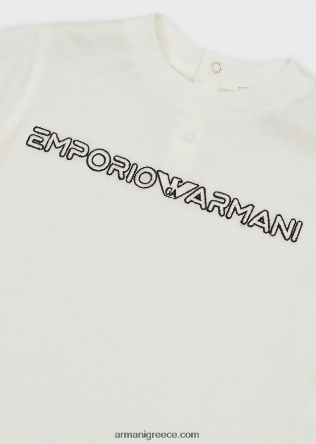 αγόρι Armani T-shirt από ζέρσεϊ tencel blend με κέντημα λογότυπου 4046R62730 άσπρο