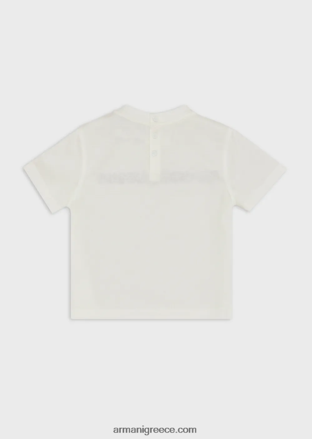 αγόρι Armani T-shirt από ζέρσεϊ tencel blend με κέντημα λογότυπου 4046R62730 άσπρο