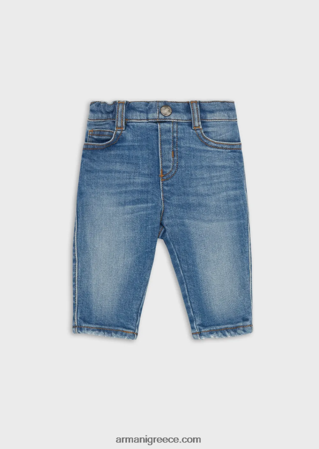 αγόρι Armani Τζιν τζιν j07 με ένθετο λογότυπο στη μέση 4046R62703 γαλάζιο