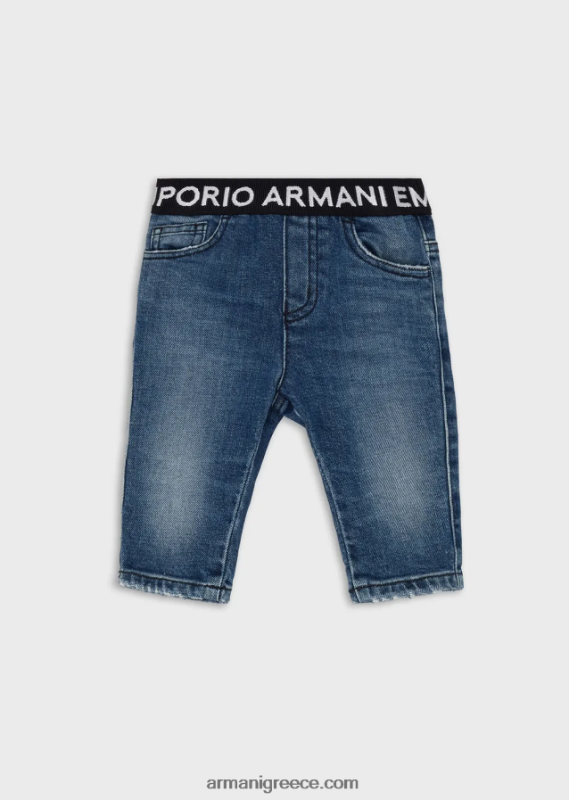 αγόρι Armani Τζιν τζιν j17 με ένθετο λογότυπο στη μέση 4046R62713 μέτριο μπλε