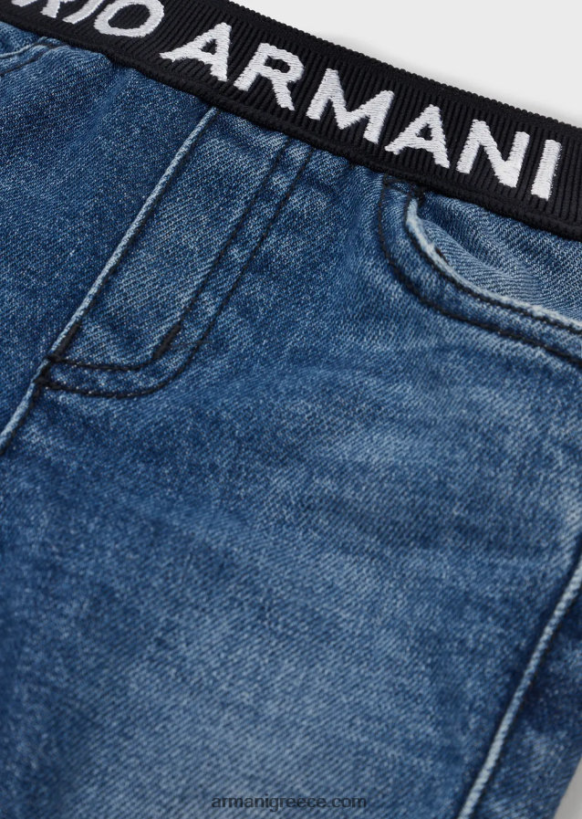 αγόρι Armani Τζιν τζιν j17 με ένθετο λογότυπο στη μέση 4046R62713 μέτριο μπλε