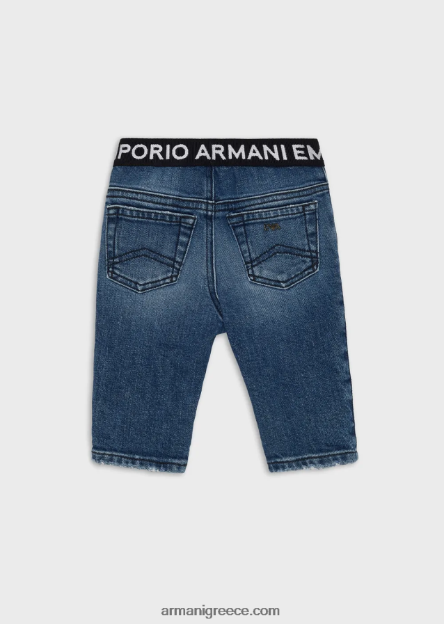 αγόρι Armani Τζιν τζιν j17 με ένθετο λογότυπο στη μέση 4046R62713 μέτριο μπλε