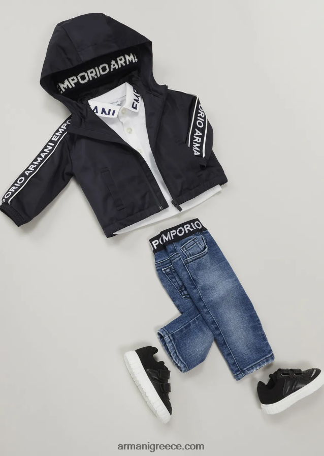 αγόρι Armani Τζιν τζιν j17 με ένθετο λογότυπο στη μέση 4046R62713 μέτριο μπλε