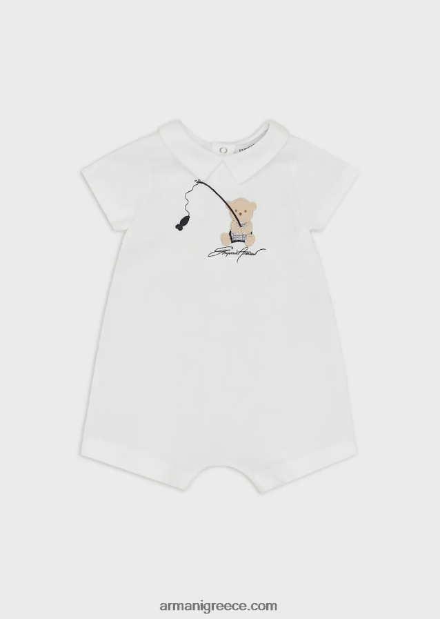 αγόρι Armani jersey romper με κέντημα αρκουδάκι 4046R62694 πρότυπο