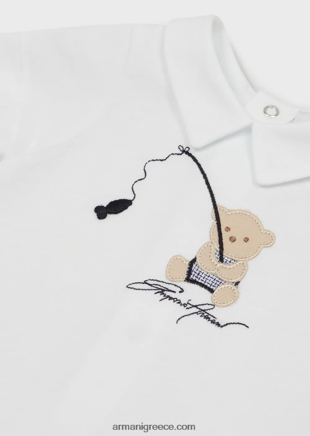 αγόρι Armani jersey romper με κέντημα αρκουδάκι 4046R62694 πρότυπο