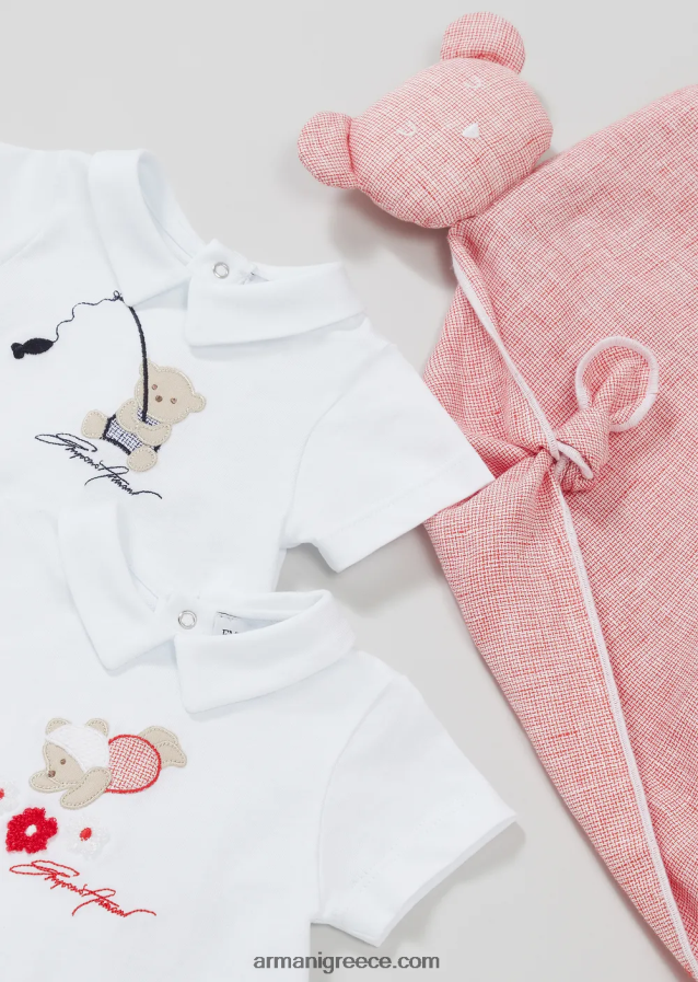 αγόρι Armani jersey romper με κέντημα αρκουδάκι 4046R62694 πρότυπο