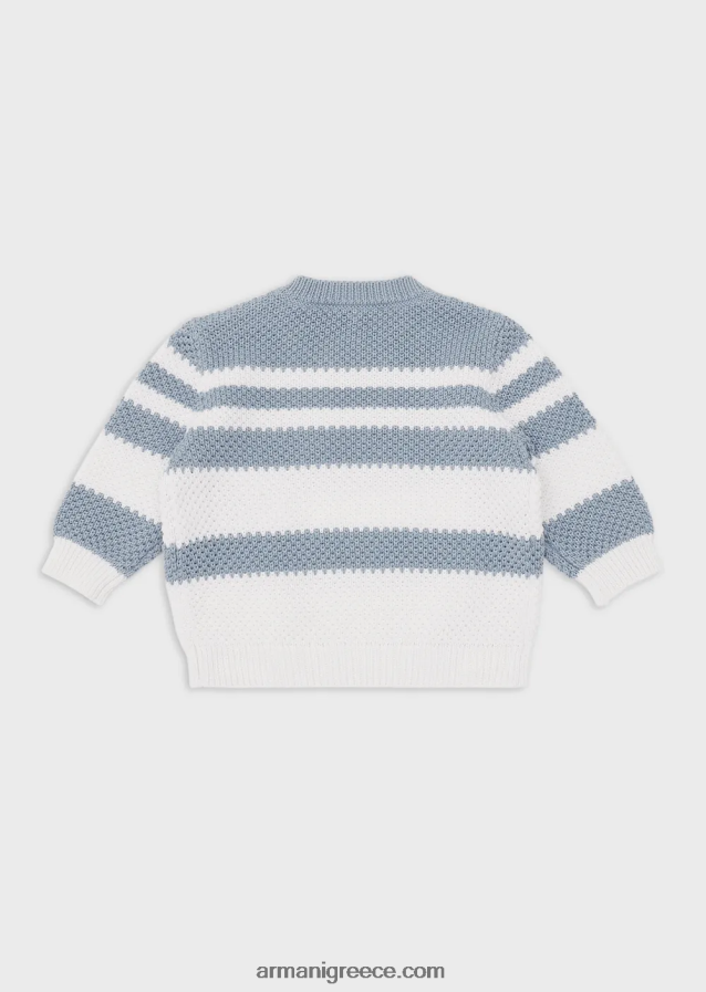 αγόρι Armani jumper με ρίγες ζακάρ και κέντημα αετού 4046R62691 γαλανός