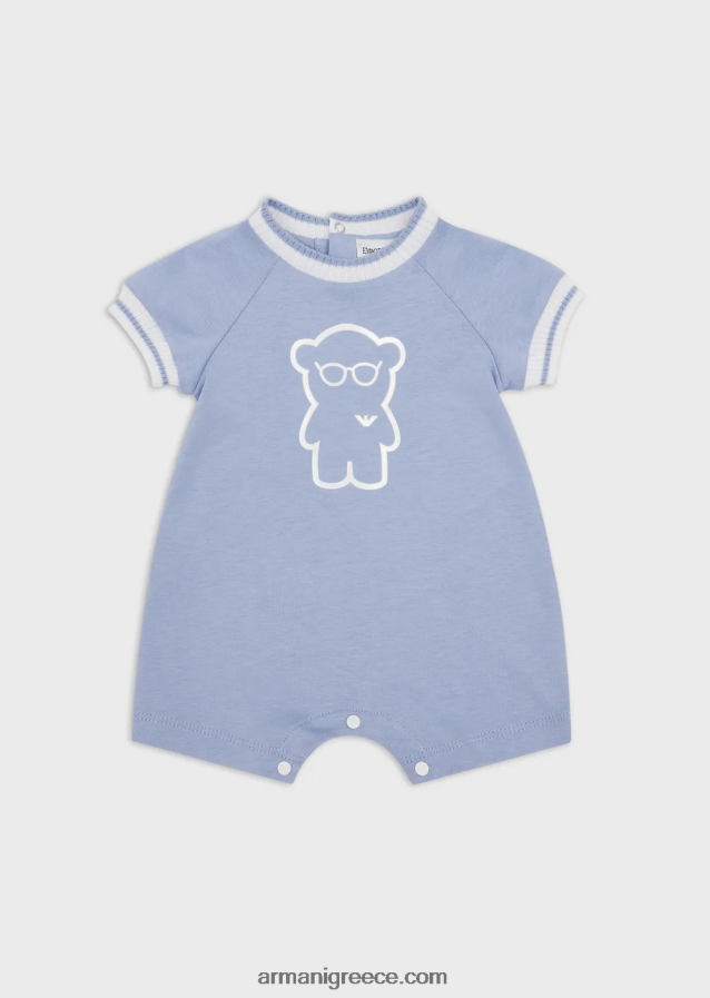 αγόρι Armani manga capsule συλλογή στάμπα organic-jersey romper 4046R62699 γαλανός