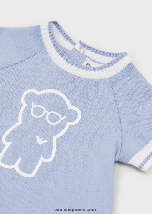 αγόρι Armani manga capsule συλλογή στάμπα organic-jersey romper 4046R62699 γαλανός
