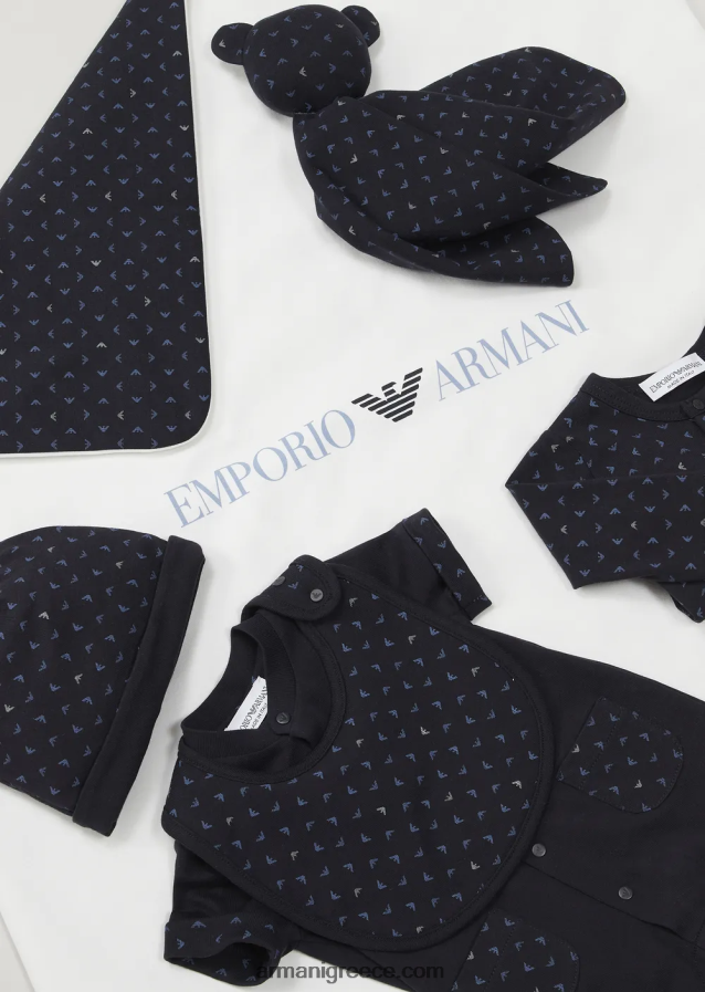 αγόρι Armani κουβέρτα διπλής όψης με λογότυπο op-art και αετούς 4046R62721