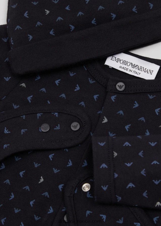 αγόρι Armani σετ δώρου με ολόσωμο αετό op-art στο πλάι, σαλιάρα και φασόλια 4046R62726