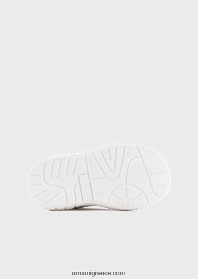 αγόρι Armani sneakers από μαλακό δέρμα με λεπτομέρεια στο φτερό και velcro 4046R62683 άσπρο