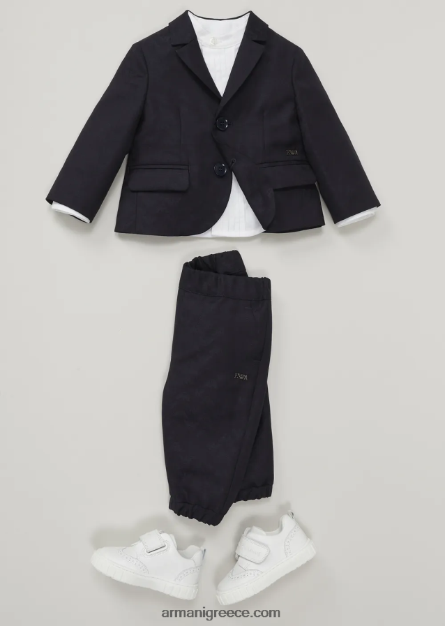 αγόρι Armani sneakers από μαλακό δέρμα με λεπτομέρεια στο φτερό και velcro 4046R62683 άσπρο