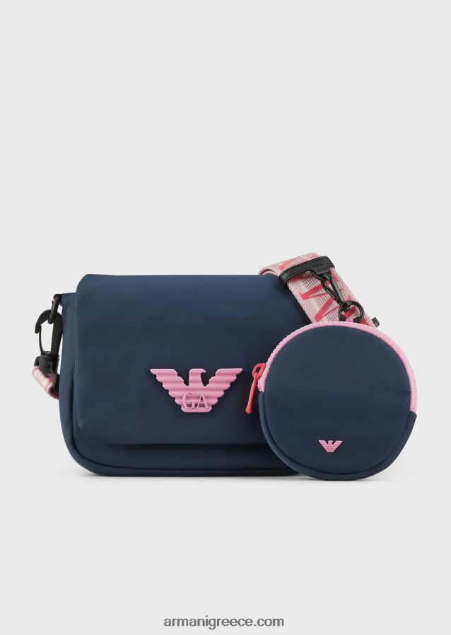 κορίτσι Armani τσάντα αγγελιοφόρου από ανακυκλωμένο νάιλον με πιάτο αετού 4046R62620