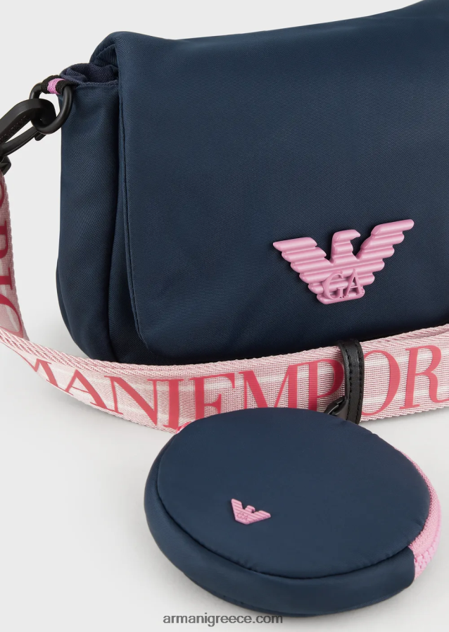 κορίτσι Armani τσάντα αγγελιοφόρου από ανακυκλωμένο νάιλον με πιάτο αετού 4046R62620