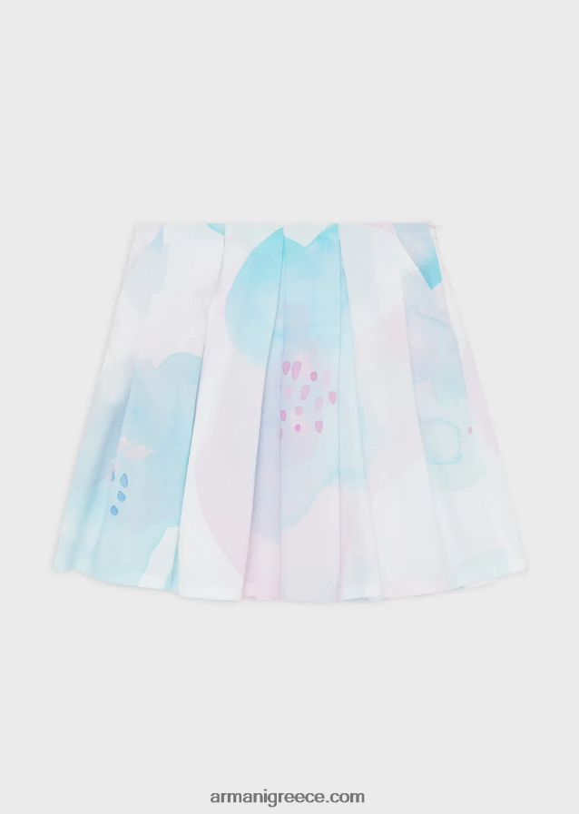 κορίτσι Armani φούστα ποπλίνα με φλοράλ στάμπα ακουαρέλα 4046R62541