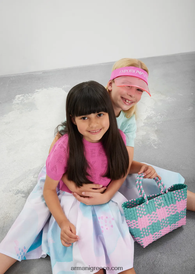 κορίτσι Armani φούστα ποπλίνα με φλοράλ στάμπα ακουαρέλα 4046R62541