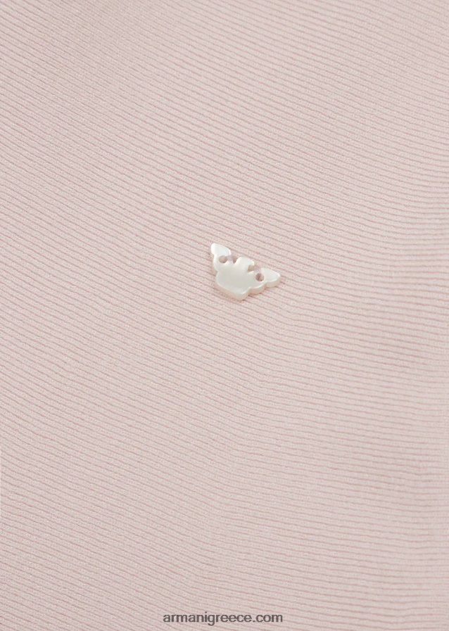 κορίτσι Armani πλεκτό φόρεμα με φαρδύ προφίλ με κοπή με λέιζερ 4046R62542 ροζ