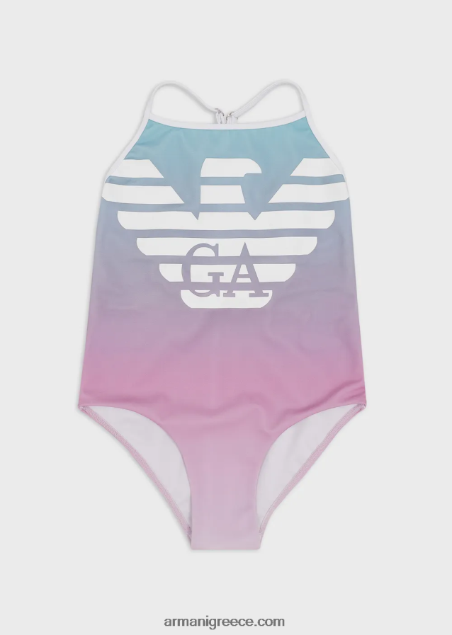 κορίτσι Armani Ολόσωμο μαγιό ανακυκλωμένου πολυεστέρα με υπερμεγέθη αετό 4046R62551 ροζ