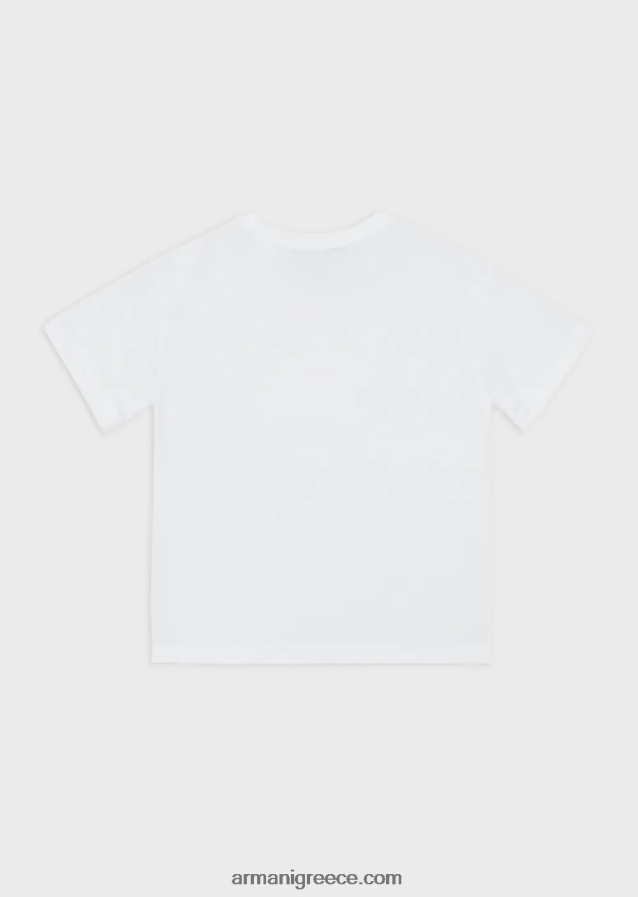 κορίτσι Armani μπλουζάκι ζέρσεϊ με στάμπα ποπ κορν 4046R62560 άσπρο