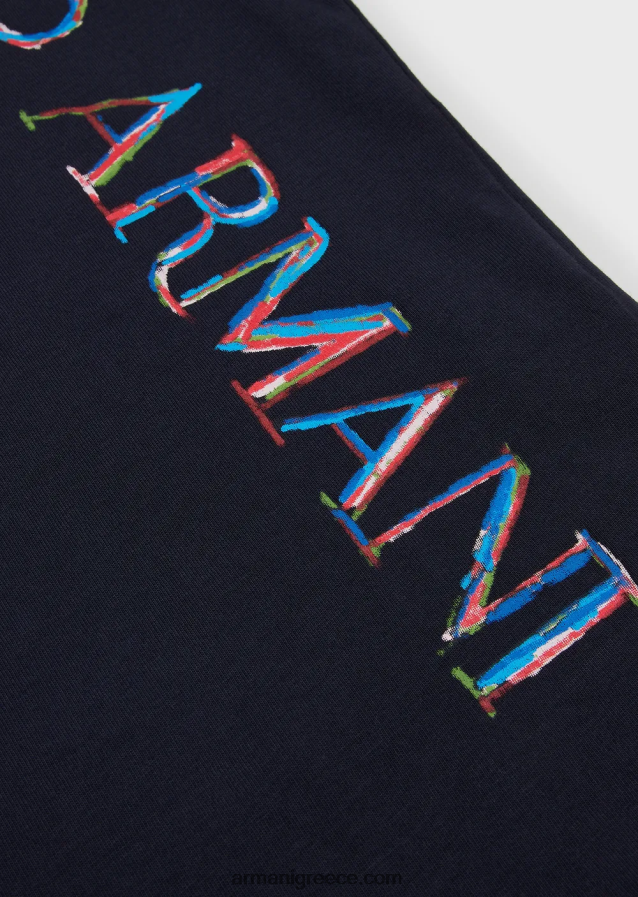 κορίτσι Armani Ζέρσεϊ μπλουζάκι με τύπωμα λογότυπου 4046R62562 μπλε