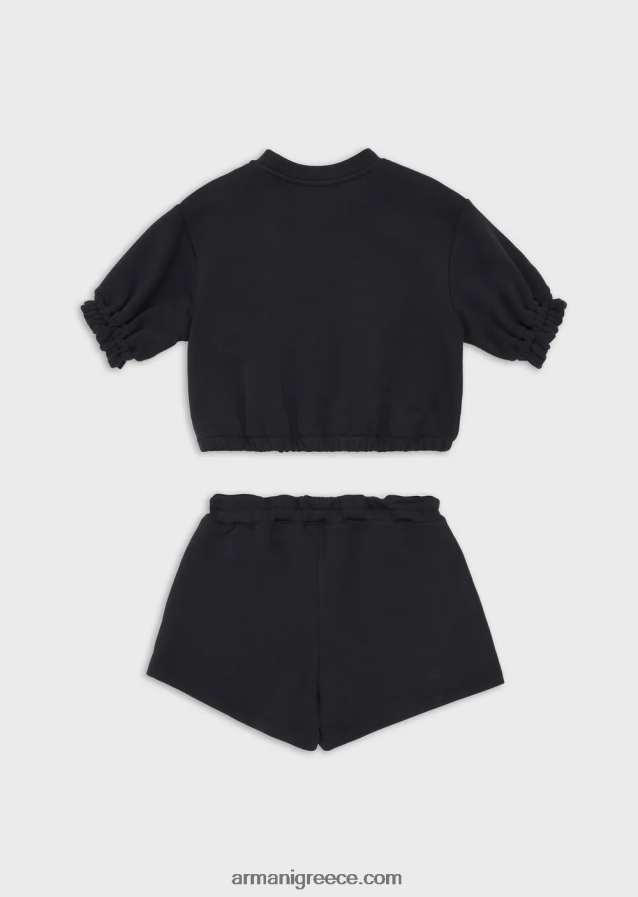 κορίτσι Armani ελαφρύ σετ φούτερ και σορτς από φλις ζέρσεϊ 4046R62565 ναυτικό μπλε