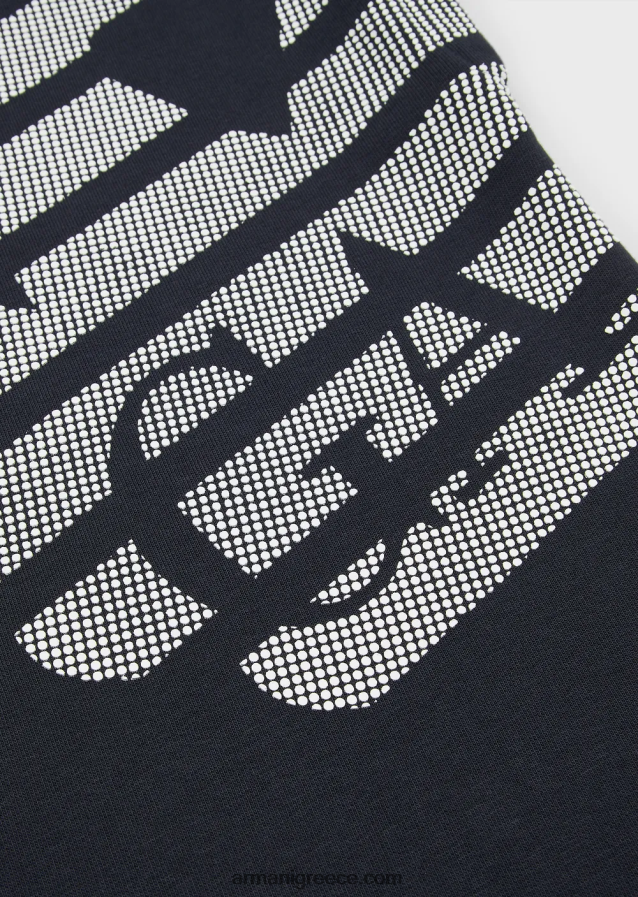 κορίτσι Armani ανάλαφρο φόρεμα από φλις ζέρσεϊ με μεγάλο σχέδιο αετού 4046R62566 μπλε λογότυπο