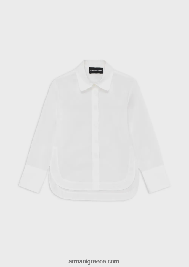 κορίτσι Armani πουκάμισο από ποπλίνα 4046R62571 άσπρο