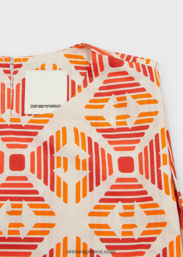 κορίτσι Armani Βιολογικό τοπ από μουσελίνα βιώσιμης συλλογής με στάμπα παντού 4046R62578 Τυπώνω