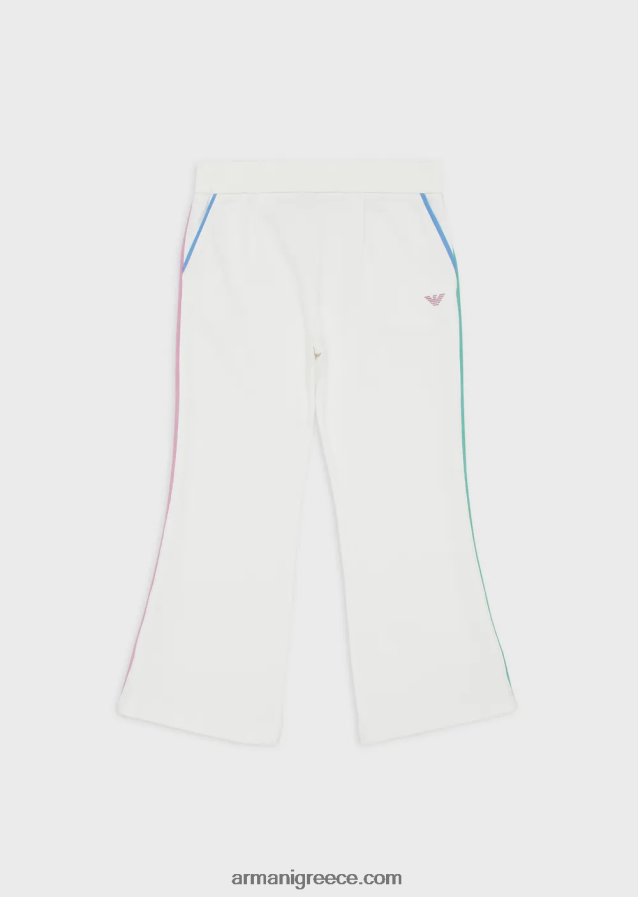 κορίτσι Armani παντελόνι French terry με λεπτομέρειες σε αντίθεση 4046R62545 άσπρο