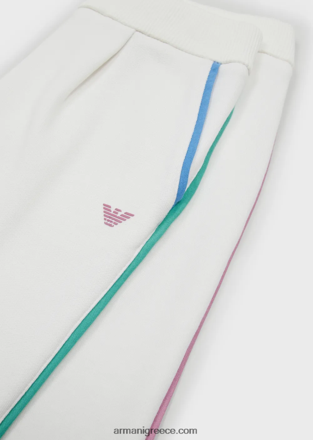 κορίτσι Armani παντελόνι French terry με λεπτομέρειες σε αντίθεση 4046R62545 άσπρο