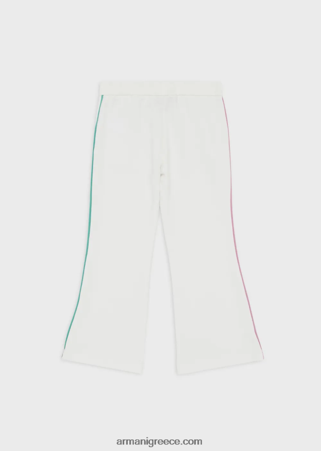 κορίτσι Armani παντελόνι French terry με λεπτομέρειες σε αντίθεση 4046R62545 άσπρο