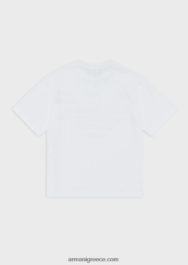 κορίτσι Armani T-shirt βαρέων βαρών jersey ea crew με πολύχρωμο λογότυπο 4046R62557 λευκό λογότυπο