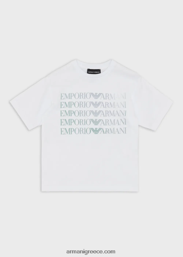 κορίτσι Armani T-shirt βαρέων βαρών jersey ea crew με πολύχρωμο λογότυπο 4046R62558 άσπρο