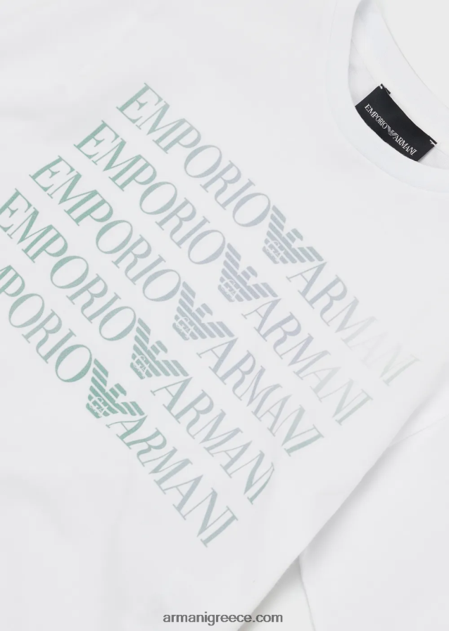 κορίτσι Armani T-shirt βαρέων βαρών jersey ea crew με πολύχρωμο λογότυπο 4046R62558 άσπρο