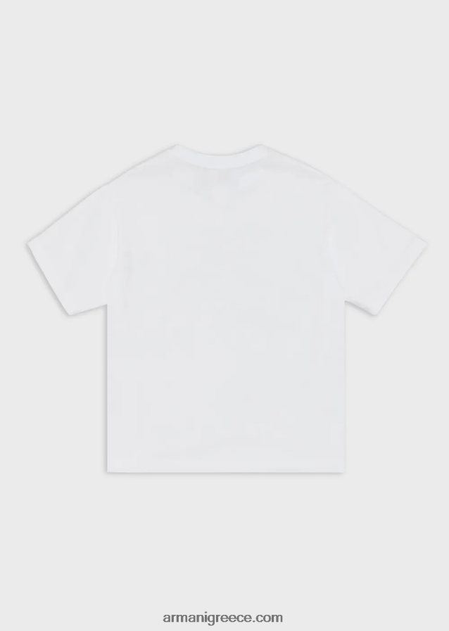 κορίτσι Armani T-shirt βαρέων βαρών jersey ea crew με πολύχρωμο λογότυπο 4046R62558 άσπρο