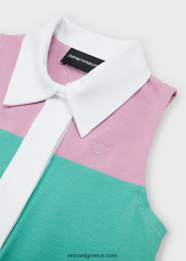 κορίτσι Armani colour-block pique-jersey flared φόρεμα με γιακά polo-shirt 4046R62543