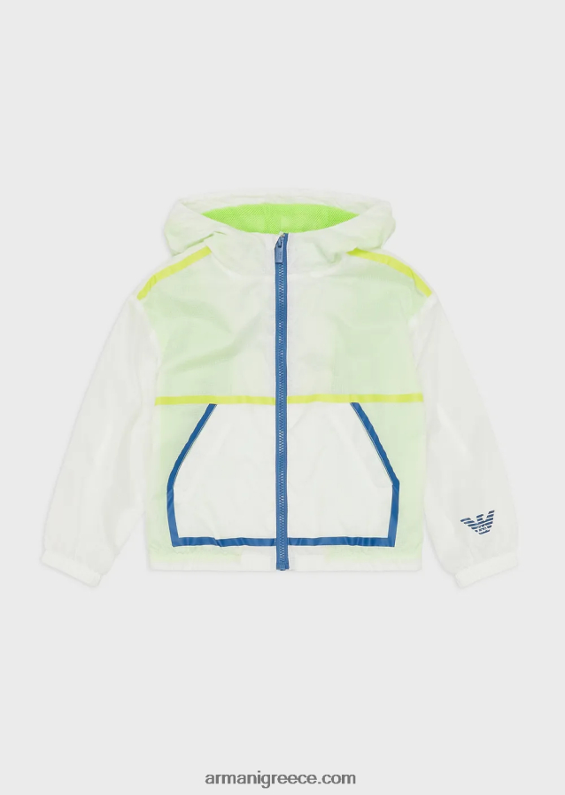 κορίτσι Armani νάιλον μπλούζον ea crew με φερμουάρ 4046R62546 άσπρο