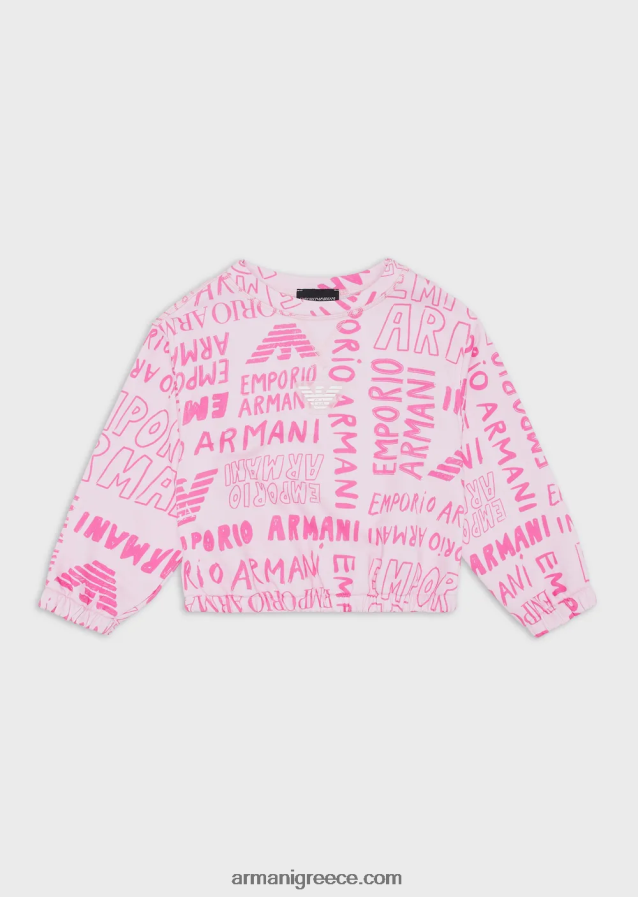 κορίτσι Armani φούτερ ζέρσεϊ με γράμματα ea crew παντού 4046R62547 ροζ