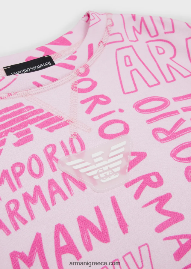 κορίτσι Armani φούτερ ζέρσεϊ με γράμματα ea crew παντού 4046R62547 ροζ