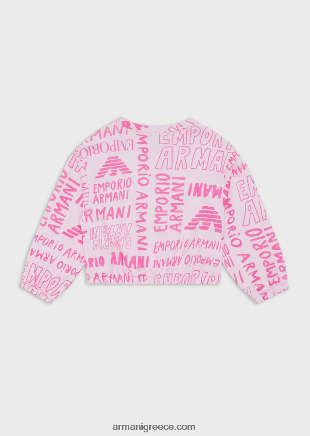 κορίτσι Armani φούτερ ζέρσεϊ με γράμματα ea crew παντού 4046R62547 ροζ