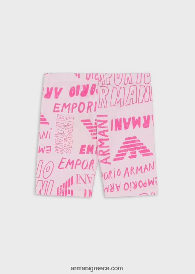 κορίτσι Armani τζέρσεϊ ποδηλατικό κολάν με γράμματα ea crew σε όλο το μήκος 4046R62548 ροζ