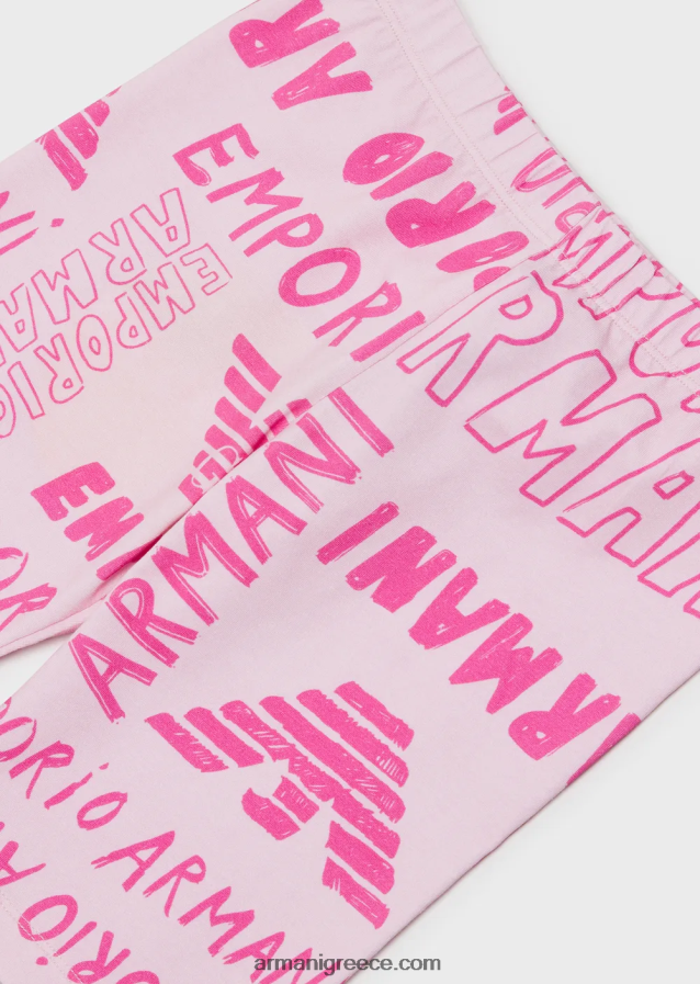κορίτσι Armani τζέρσεϊ ποδηλατικό κολάν με γράμματα ea crew σε όλο το μήκος 4046R62548 ροζ