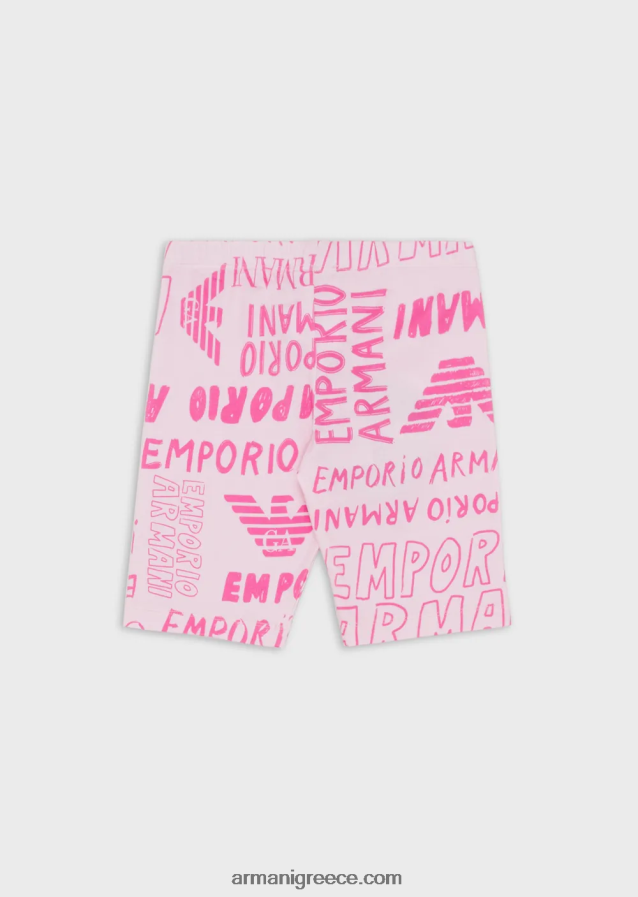 κορίτσι Armani τζέρσεϊ ποδηλατικό κολάν με γράμματα ea crew σε όλο το μήκος 4046R62548 ροζ