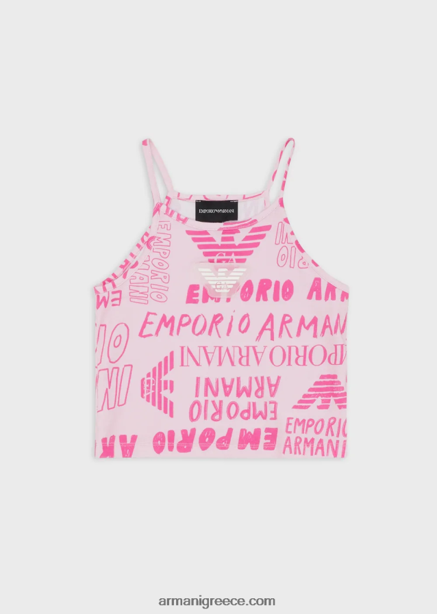 κορίτσι Armani μπλουζάκι φανελάκι με γράμματα ea crew παντού 4046R62549 ροζ