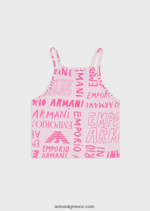 κορίτσι Armani μπλουζάκι φανελάκι με γράμματα ea crew παντού 4046R62549 ροζ